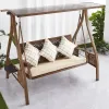 Modern Brown Front Porch Garden Furniture Outdoor Patio 3 Seater Person Cast Aluminum Swing Hanging Chair