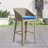 Modern Brown Garden Wicker Bistro Counter Height Chair Furniture Outdoor Patio Rattan Aluminum High Bar Stools
