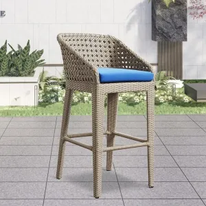 Modern Brown Garden Wicker Bistro Counter Height Chair Furniture Outdoor Patio Rattan Aluminum High Bar Stools