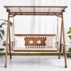 Modern Brown Outside Patio Front Porch Furniture Outdoor Garden Cast Aluminum Swing Hanging Chair with Canopy