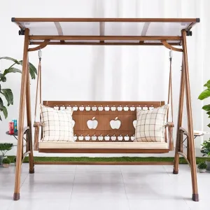 Modern Brown Outside Patio Front Porch Furniture Outdoor Garden Cast Aluminum Swing Hanging Chair with Canopy