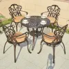 Modern Cafe Patio Coffee Set Outdoor Furniture Balcony Casting Aluminum Small Round Dining Table Set 4 Chairs for Restaurant