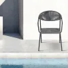 Modern Cheap Grey Patio Front Porch Armchairs Furniture Outdoor Garden Restaurant Aluminum Rope Dining Chairs