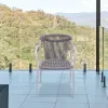 Modern Comfort Grey Patio Cafe Aluminum Armchairs Furniture Outdoor Patio Woven Rope Dining Chairs for Restaurant