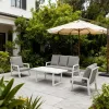 Modern Comfort Patio Conversation Couch Furniture Outdoor Garden White Teslin Aluminum 4 Pieces Sectional Sofa Set