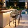 Modern Comfort Patio Restaurant Bistro Chair Hotel Villa Woven Rope Aluminum Frame Counter Outdoor Garden Bar Stool for Cafe