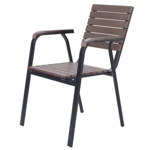 Modern Comfortable Garden Restaurant Armchair Furniture Outdoor Patio Plastic Wood Aluminum Dining Chairs