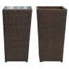 Modern Decorative Stackable Indoor Square Patio Wicker Planter Stand Outdoor Garden Rattan Aluminum Flower Pots