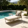 Modern Ergonomic Hotel Chaise Lounge Sun Lounger Outdoor Poolside Aluminum Frame Rope Sunbed Set with Side Table for Villa Patio