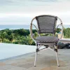 Modern French Black Armchairs Furniture Patio Wicker Aluminum Rattan Outdoor Garden Bistro Dining Chairs