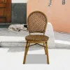 Modern French Brown Patio Wicker Aluminum Dining Furniture Outdoor Garden Cafe Rattan Bistro Chairs