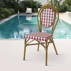 Modern French Patio Restaurant Cafe Dining Furniture Garden Aluminum Teslin Bistro Chair for Sale