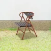 Modern French Patio Wicker Aluminum Bar Furniture Outdoor Garden Cafe Foldable Rattan Bistro Dining Chairs