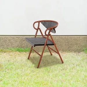 Modern French Patio Wicker Aluminum Bar Furniture Outdoor Garden Cafe Foldable Rattan Bistro Dining Chairs