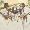 Modern Garden Furniture Outdoor Cast Aluminum Courtyard Square Coffee Table Chairs Set