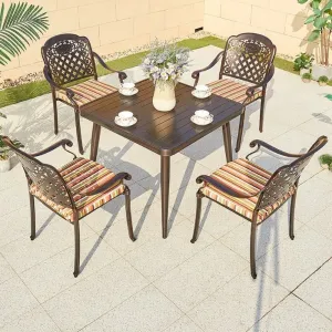 Modern Garden Furniture Outdoor Cast Aluminum Courtyard Square Coffee Table Chairs Set