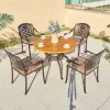 Modern Garden Waterproof Round Table 4 Chairs Outdoor Terrace Furniture Patio Stackable Cast Aluminum Dining Set
