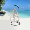Modern Garden Wicker Metal Hanging Furniture Outdoor Porch Tear Drop Rattan Egg Swing Chair with Stand