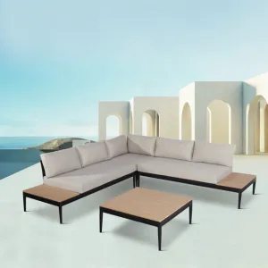 Modern L Shape Outside Porch Patio Corner Lounge Couches Furniture Outdoor Garden Aluminum Sectional Sofa Set