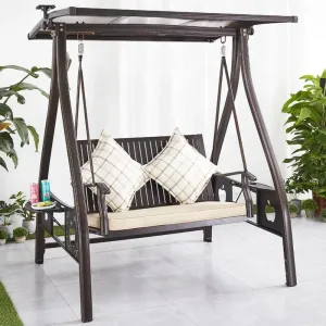 Modern Leisure Front Porch Garden Furniture Outdoor Patio Garden Cast Aluminum Double 2 Person Hanging Swing Chair