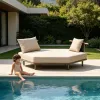 Modern Leisure Luxury Resort Style Villa Beach Chaise Lounge Sunbed Outdoor Hotel Garden Poolside Woven Rope Hexagonal Daybed