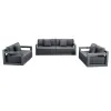 Modern Luxury Black Patio Conversation Deep Seating Cushion Couch Loveseat Furniture Outdoor Garden Aluminum Sectional Sofa Set