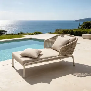Modern Luxury Garden Patio Chaise Lounge Sun Lounger Outdoor Hotel Villa Woven Rope Aluminum Frame Sunbed for Resort Pool Side
