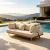 Modern Luxury Weather Resistant Hotel Patio Outdoor Villa Garden Poolside Aluminum Frame Soft Rope Daybed Sofa for Resort Pool