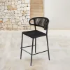 Modern New Patio Aluminum Counter Height Bistro Chairs Furniture Outdoor Garden Black Rope High Bar Stools