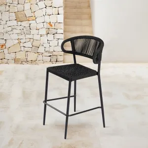 Modern New Patio Aluminum Counter Height Bistro Chairs Furniture Outdoor Garden Black Rope High Bar Stools
