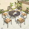 Modern Outdoor Terrace Garden Set Hight Quality Vintage Hotel Restaurant Dining Round Table 6 Chairs with Cushions