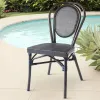 Modern Parisian Black Outdoor Patio Cafe Dining Aluminum Furniture Garden Restaurant Teslin Bistro Chairs