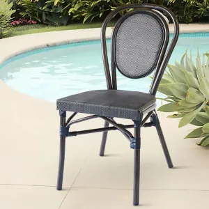 Modern Parisian Black Outdoor Patio Cafe Dining Aluminum Furniture Garden Restaurant Teslin Bistro Chairs