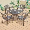 Modern Party Rental Stackable Terrace Patio 5 Piece Dining Set Outdoor Cast Aluminum Garden Round Table 4 Pieces Seater Chair