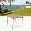 Modern Patio Cafe Dining Furniture Outdoor Garden Restaurant Beige Rope Aluminum Armless Chair on Sale