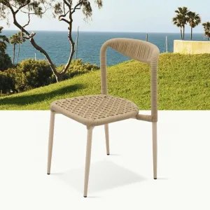 Modern Patio Cafe Dining Furniture Outdoor Garden Restaurant Beige Rope Aluminum Armless Chair on Sale