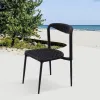 Modern Patio Cafe Furniture Outdoor Restaurant Black Rope Aluminum Dining Armless Chair