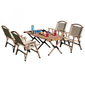 Modern Portable Extendable 5 Piece Patio Dining Set Furniture Outdoor Garden Pinic Camping Aluminum Table and 4 Chairs