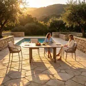 Modern Residential Villa Patio Oval Table 4 Chairs Outdoor Hotel Garden Restaurant Aluminum Frame Woven Rope 5 Piece Dining Set