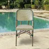 Modern Stackable Outdoor Patio Restaurant Wicker Dining Furniture Green Garden Cafe Coffee Shop Rattan Bistro Chairs for Events