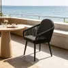 Modern Villa Beach Seaside Terrace Garden Armchair Furniture Hotel Balcony Outdoor Aluminum Frame Black Woven Rope Dining Chair