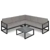 Modern Waterproof Black L Shape Outside Garden Lounge Couch Furniture Outdoor Patio Aluminum Sectional Corner Sofa Seating Set