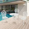 Modern White Patio Balcony Round Table 3 Seater Chairs Furniture Outdoor Garden Cafe Cast Aluminum Dining Sets on Sale