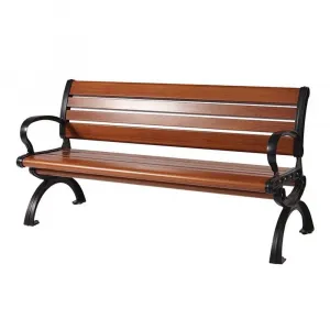 Modern Wooden Look Yard Exterior Seating Chair Furniture Outdoor Patio Garden Cast Aluminum Park Bench for Sale