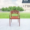 New Design Modern Stackable Patio Cafe Aluminum Chairs Furniture Outdoor Garden Restaurant Dark Red Woven Rope Dining Armchair