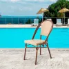 New French Outdoor Garden Restaurant Aluminum Dining Furniture Patio Cafe Teslin Bistro Chairs