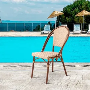New French Outdoor Garden Restaurant Aluminum Dining Furniture Patio Cafe Teslin Bistro Chairs