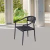 New Garden Aluminum Wicker Chairs Furniture Outdoor Patio Black Woven Rattan Dining Armchairs for Restaurant