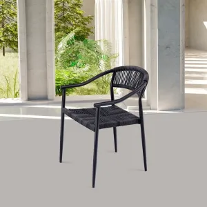 New Garden Aluminum Wicker Chairs Furniture Outdoor Patio Black Woven Rattan Dining Armchairs for Restaurant