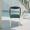 New Green Garden Restaurant Furniture Outdoor Patio Cafe Woven Rope Aluminum Armless Dining Chairs